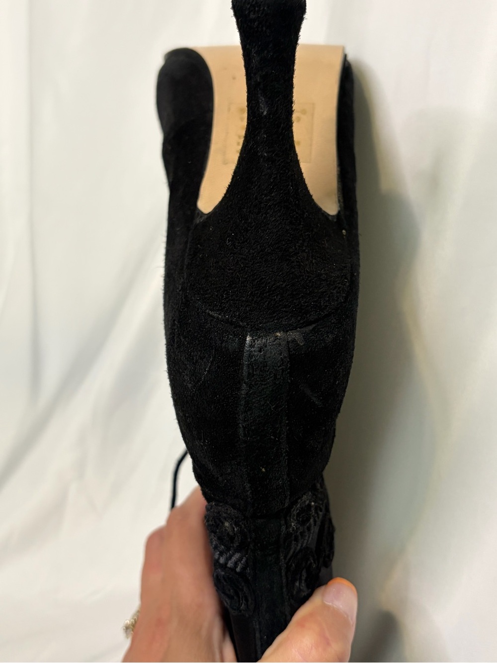 Black Lace-Up Victorian-Inspired Mid-Calf Heels - Picture 6 of 8